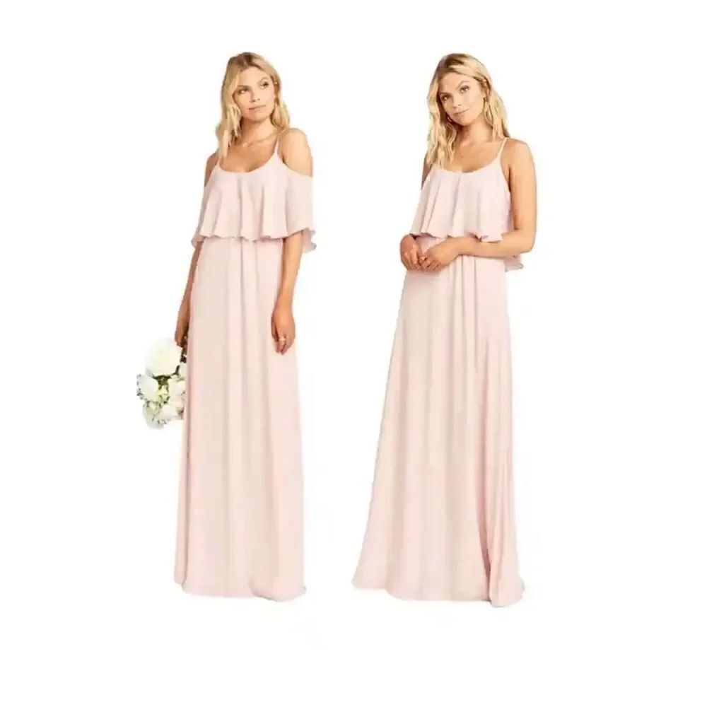 Show Me Your Mumu Caitlin Ruffle Maxi Dress/ Bridesmaid Blush Size L